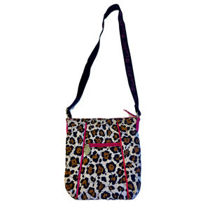 Betsey Johnson Purse Crossbody Pink Animal Print Zip Close Pockets Luv Betsey